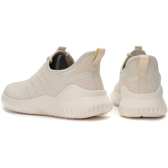 Men's Running Shoes Slip-on Walking Sneaker Lightweight Breathable Trainer Beige - Picture 7 of 7